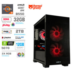 Računalnik MEGA MT S7X R9-5950X/RTX5070/32GB/2TB-4.0/750W/Brez OS/črna RGB + Estetski napajalni kabli [Rdeča / Črna]