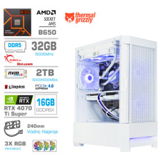 Računalnik MEGA MT S8 R7-9800X3D/RTX4070Ti Super/32GB-DDR5/2TB-4.0/750W/Brez OS/bela RGB + Estetski napajalni kabli [Vijola / Bela]