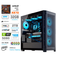 Računalnik MEGA TWR S11 R7-7800X3D/RTX5080/32GB-DDR5/2TB/1050W/Brez OS/črna RGB + Estetski napajalni kabli [Svetlo modra / Črna]