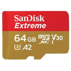 SANDISK Extreme microSDXC 64GB UHS-I 4K UHD SD adapter (SDSQXAH-064G-GN6MA) spominska kartica