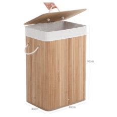 SONGMICS Košara za perilo Bamboo 72L 40 x 30 x 60 cm naravna, LCB10Y