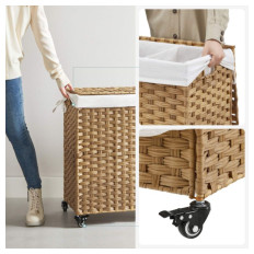 SONGMICS Košara za perilo Bamboo 66 x 33 x 60 cm NARAVNA, LCB363N01