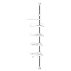 SONGMICS Kotno stojalo s policami za kopalnice belo srebrne barve  95-300 cm, BCB02SW
