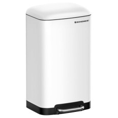 SONGMICS kovinski pedalni koš za odpadke, 30 litrov, z mehkim zapiranjem in notranjim vedrom, bela barva