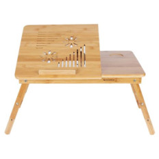 SONGMICS Miza za prenosnik Bamboo s predalom 55 x 35 x (21 - 29) cm naravna, LLD002