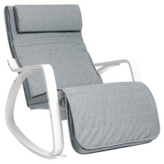 SONGMICS pomirjujoč leseni gugalni stol z nastavljivim podnožjem