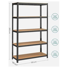 SONGMICS Regal 60 x 120 x 200 cm rjavo-črna, GLR060B01
