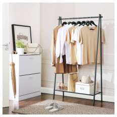 SONGMICS Stojalo za oblačila 92.5 x 33.5 x 153 cm črno, HSR23BK