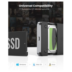 Ugreen 2.5 SATA ohišje za disk srebrn - box