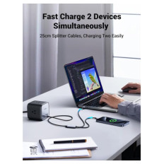 Ugreen 2v1 dvojni USB-C polnilni kabel s 100W