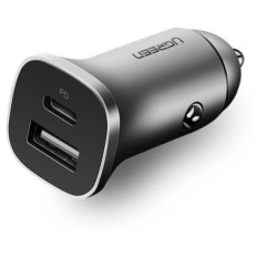 Ugreen avtopolnilec USB + USB-C PD 18W siv - box