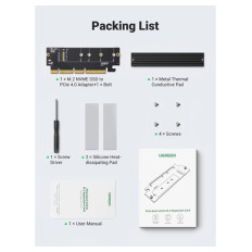 Ugreen M.2 PCIe NVME M-Key na PCIe 4.0 x16 adapter s hladilnikom - box