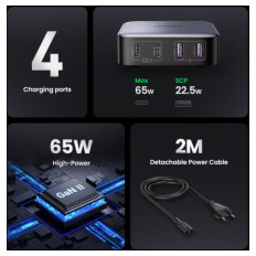 Ugreen Nexode 65W polnilec, 2x USB-A, 2x USB-C