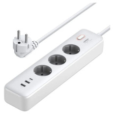 Ugreen zaščitna vtičnica 3xSchuko 1x USB-C + 2x USB, 2m