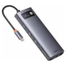 USB Hub Hub 9in1 Baseus Metal Gleam Series, USB-C to 2x USB 3.0 + 2x HDMI + USB 2.0 + USB-C PD + Ethernet RJ45 + microSD/SD (siv)