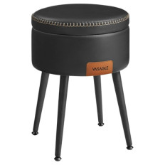 VASAGLE EKHO okrogli shranjevalni tabure z oblazinjenim sediščem