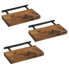 VASAGLE komplet 3 stenskih plavajočih polic, 40 × 20 × 3,8 cm, vintage rjave barve