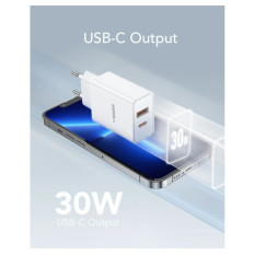 VEGER VLS302U 2-portni polnilec, USB-A/USB-C, QC3.0/PD3.0, bel